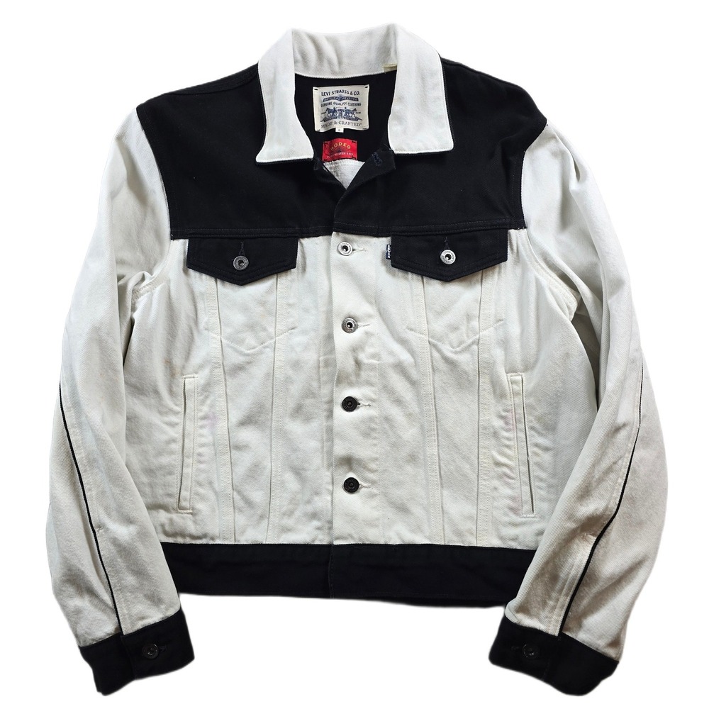 Levi's Rodeo Made & Crafted Denim Jacket Womens Large White Black Colorblock
